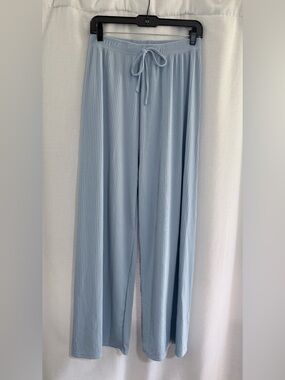 Light Blue Ribbed Wide-Leg Lounge Pants women’s S/M